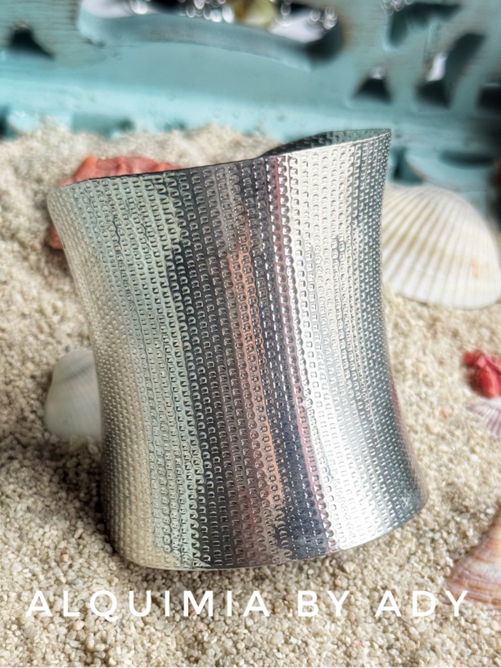 BRUTALIST Silver Textured Wide Cuff Bracelet + GLADIATOR